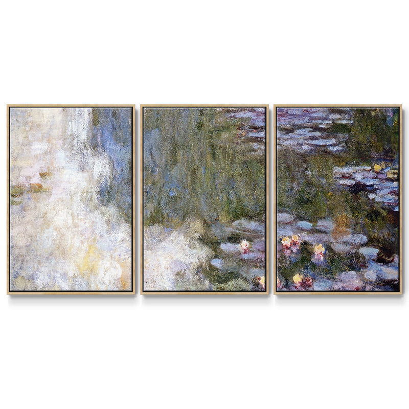 Water Lily Pond, 1917 - Toile encadrée à pièces multiples, H 40 po x l 78 po x P 2 po, Naturel