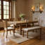 Ensemble de table de salle à manger extensible 6 pièces 82 "avec repose-pieds, 4 chaises rembourrées, un banc et deux rallonges amovibles - coussins en bois naturel et beige-223089929