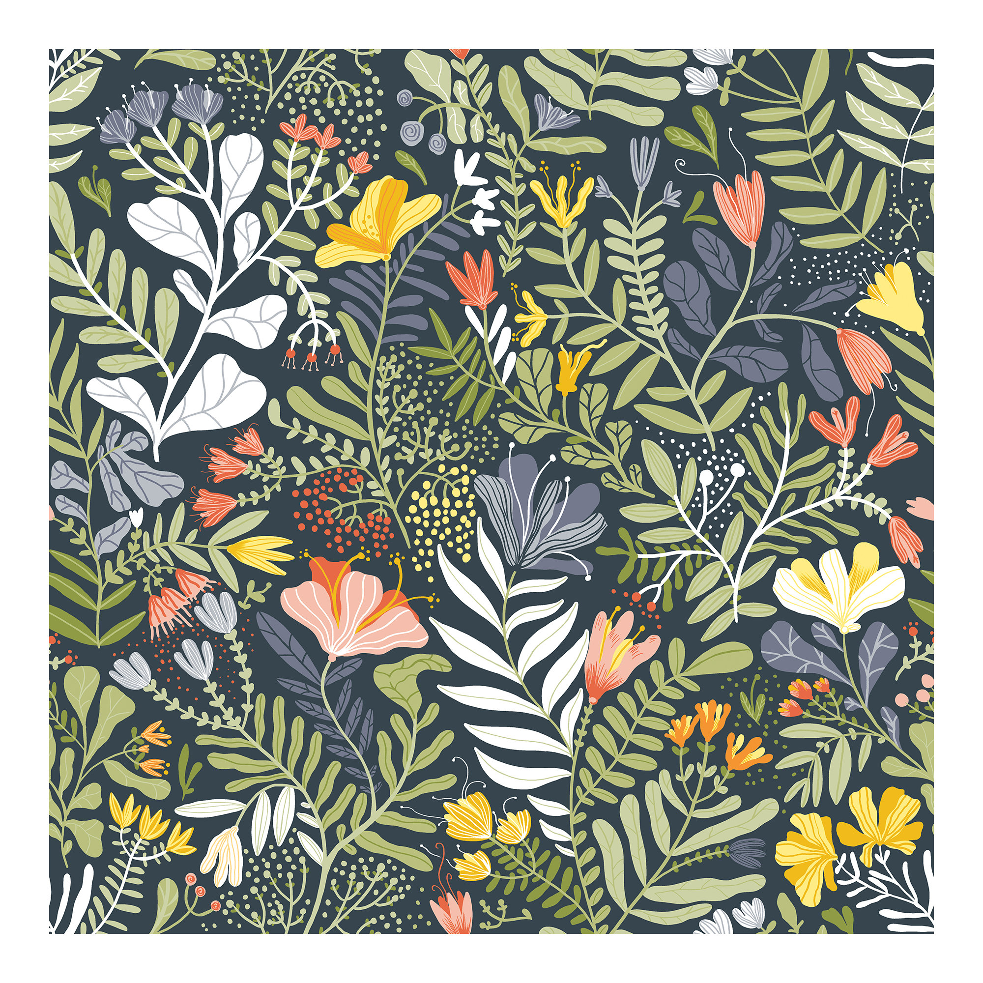 Ackworth Floral Roll, Navy Blue