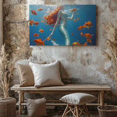 Toile sirène et harmonie poisson rouge