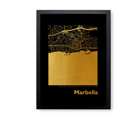 Marbella Map - Single Picture Frame Print