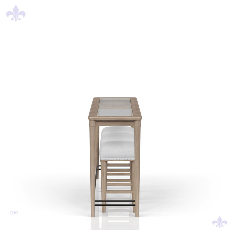 Console en verre givré avec 3 tabourets