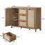 Buffet 51,57 "à 3 tiroirs et 2 portes en rotin avec tablettes réglables-205904192