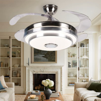 Ventilateur de plafond 42 po à 4 pales rétractables à DEL 42 po avec télécommande et ensemble d'éclairage Araia