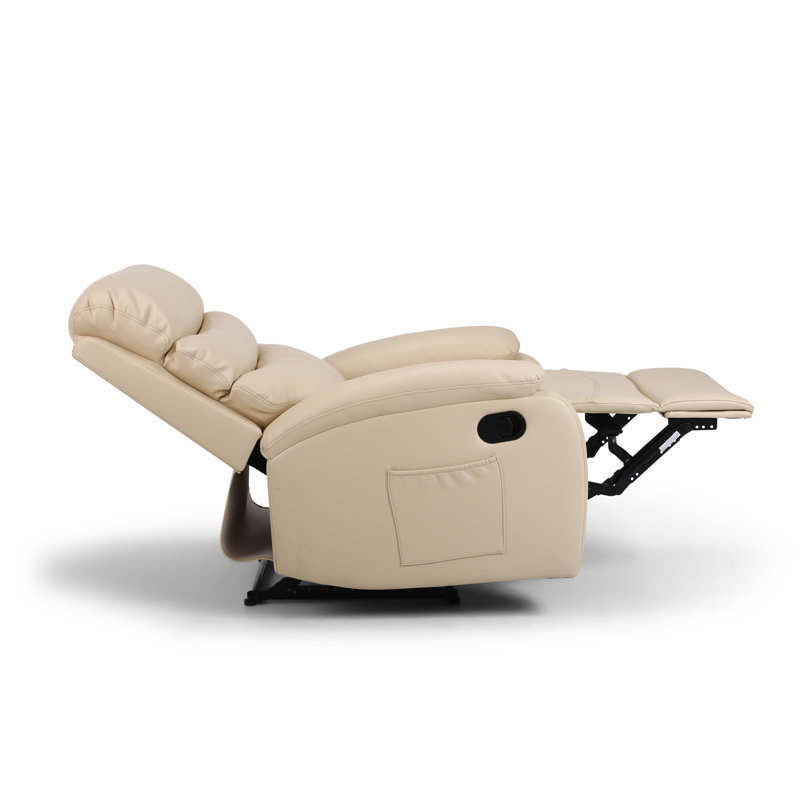 Protentis 77.5cm Wide Faux Leather Standard Recliner, Cream Faux Leather