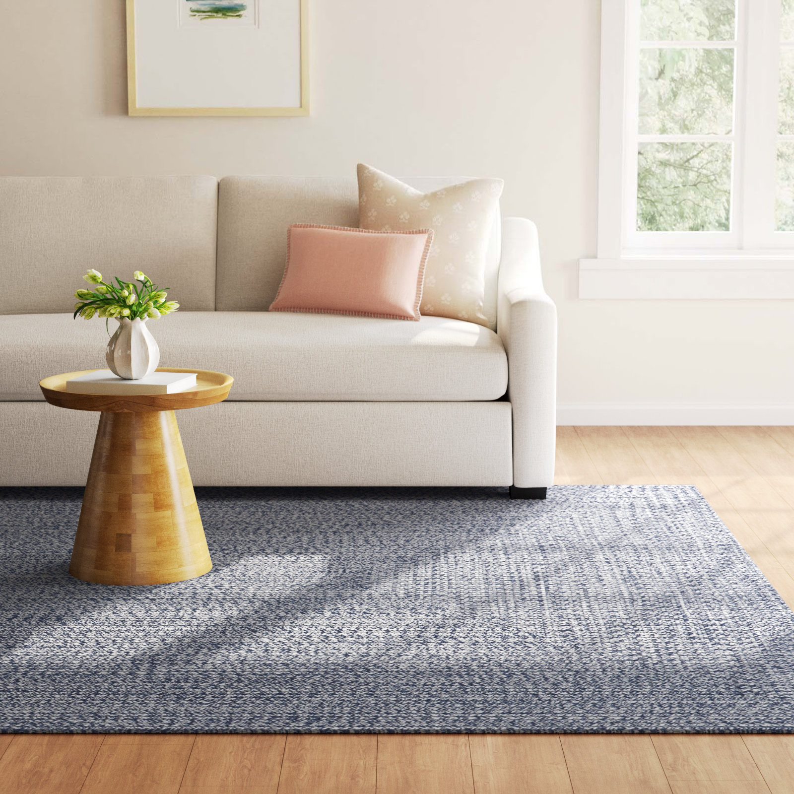 Amei Blue Hand-Braided Outdoor Rug, Rectangle 8' x 11'