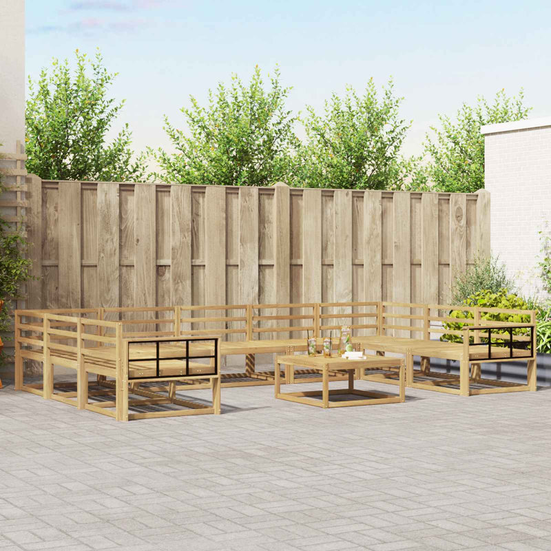  Outdoor Sofa Set 10 Pcs Solid Acacia Wood Patio Furniture Sectional