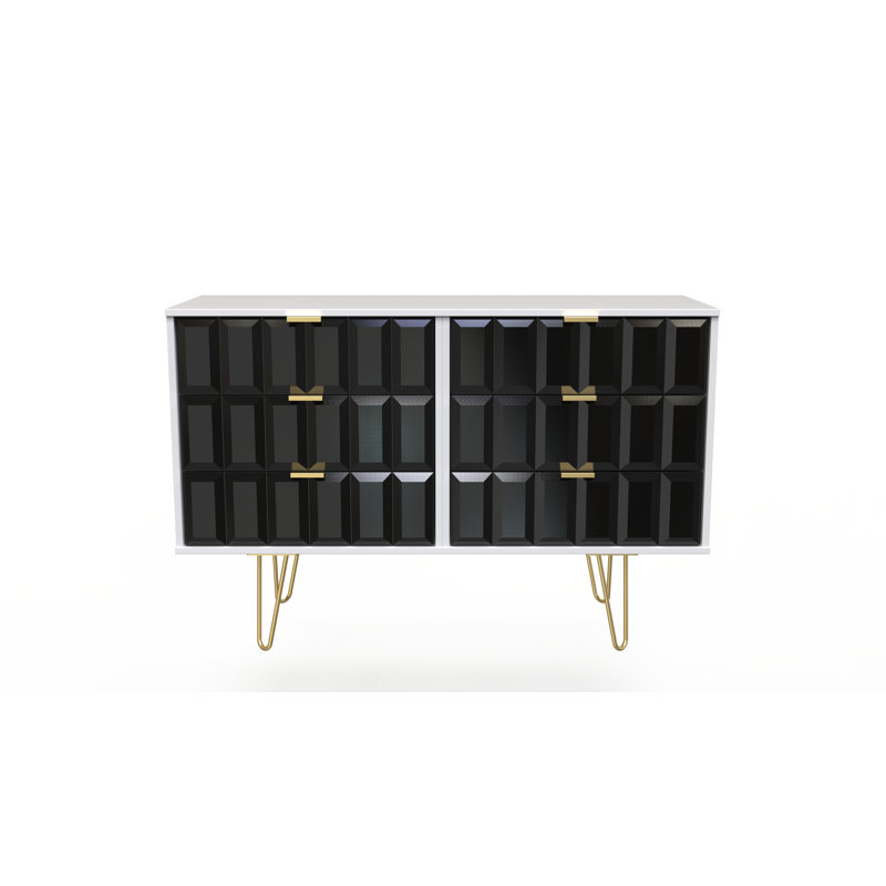 Fully Assembled Aliina 6 - Drawer Chest of Drawers, Deep Black