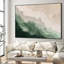 Décoration murale encadrée très apaisante avec vagues bleues minimalistes vert et beige-105076124
