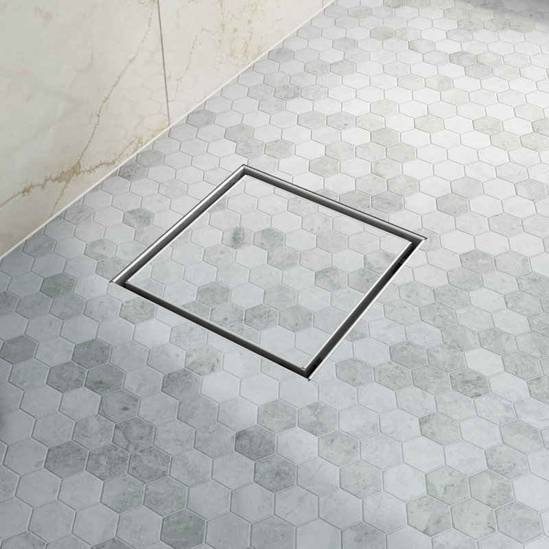 Dreamline Essence 6 in. Square Tile Insert Shower Drain, Polished Stainless Steel, Stainless Steel