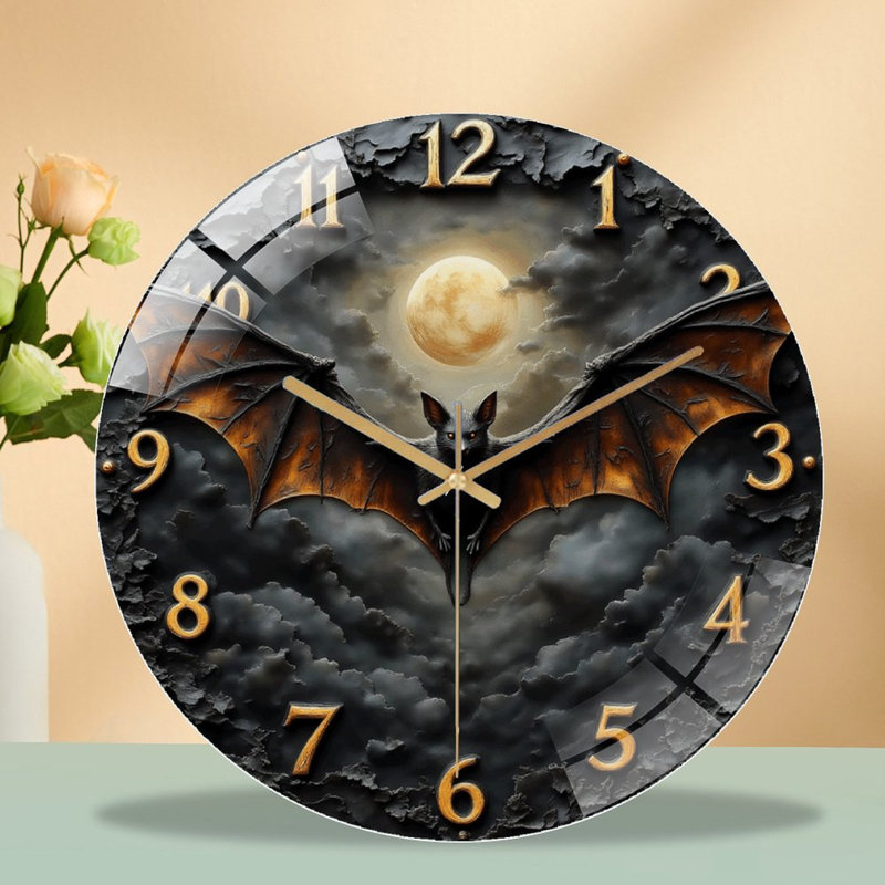 Horloge murale Batthema pour décoration d'Halloween - Horloge murale 12 po
