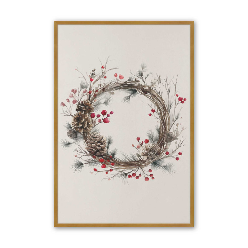 Reproduction d'art couronne de Winterberry, 12 po x 16 po, Or poli