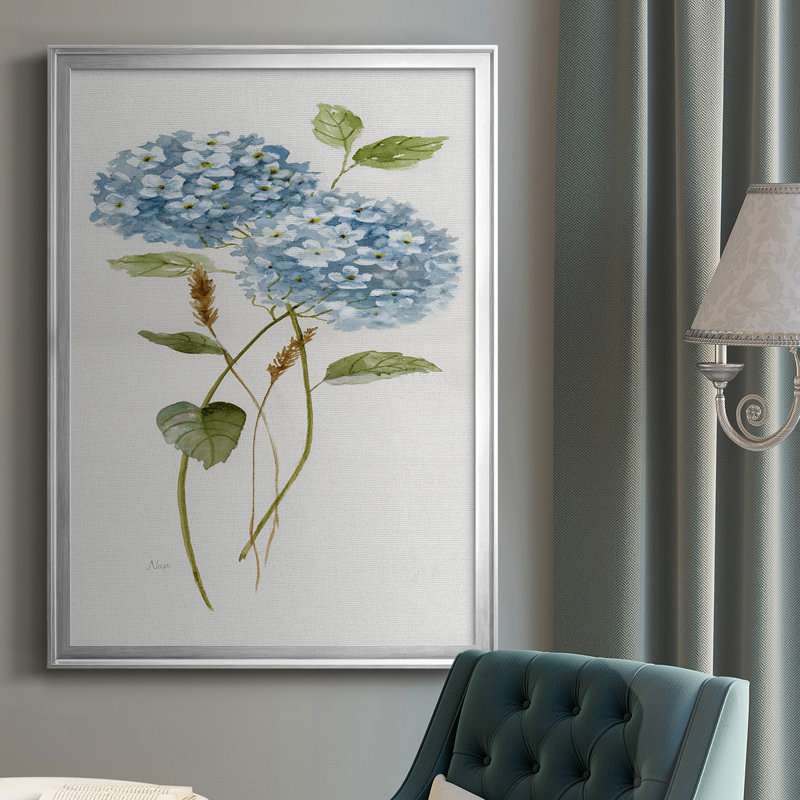 Petite hydrangée bleue II, reproduction encadrée de qualité supérieure - prête à être accrochée, Argent