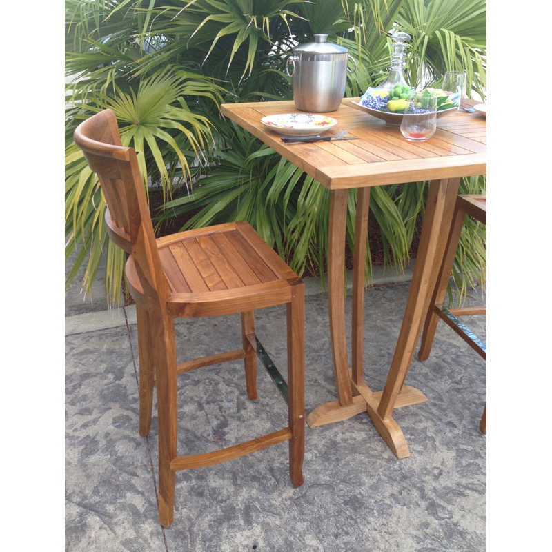 Amsterdam Outdoor Teak Bar Stool, 24"