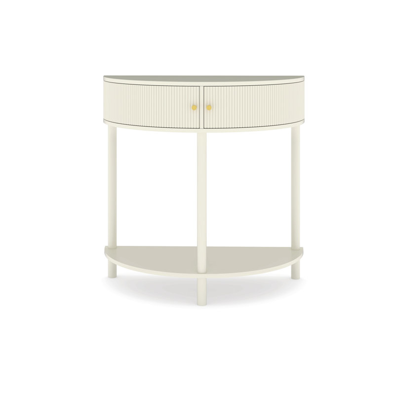 Console demi-lune Artisan-Wave, Crème, Cream, Crème