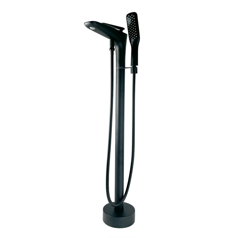 Freestanding Floor Mount Tub Filler Faucet with Hand Shower Pluto - Matte Black, Matte Black, Standard