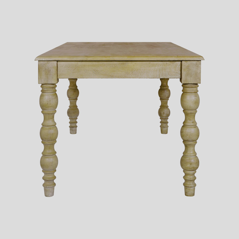 Table de salle à manger en bois massif de 84 po Braydan avec pieds tournés à la main, H 30 po x L 84 po x l 37 po, Brun