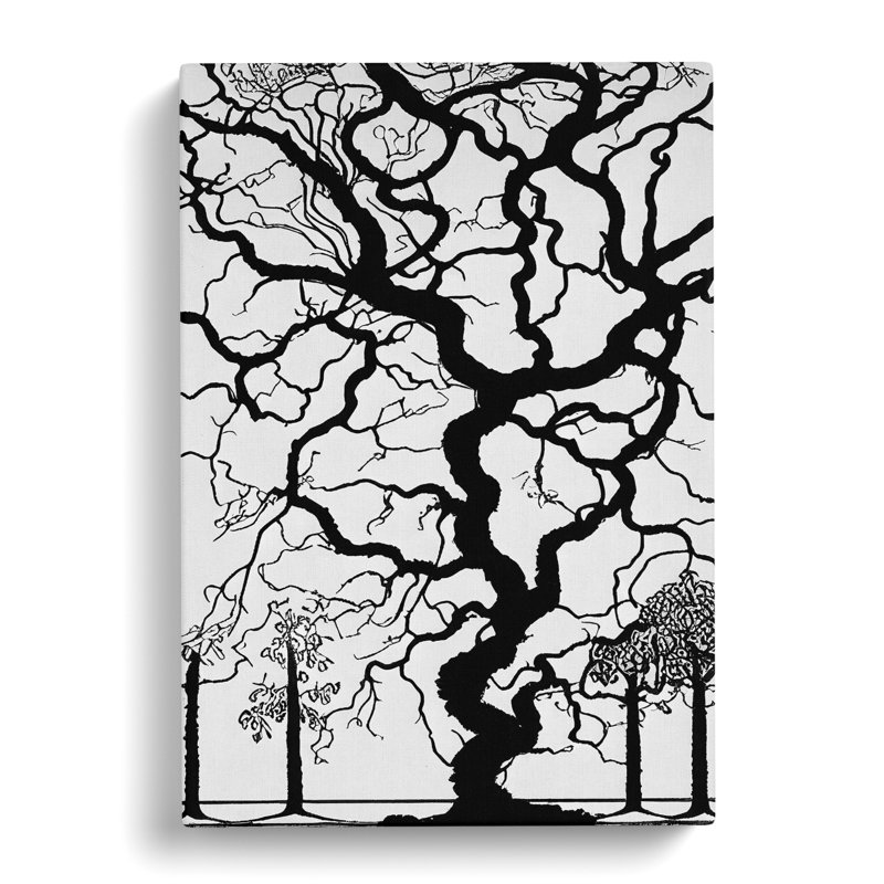 Monochrome Tree Art No.4 - Wrapped Canvas, 60cm H x 40cm W x 3cm D