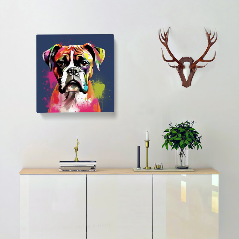 Boxer Dog Graphic No.4 - No Frame Print, 35cm H x 35cm W x 3cm D