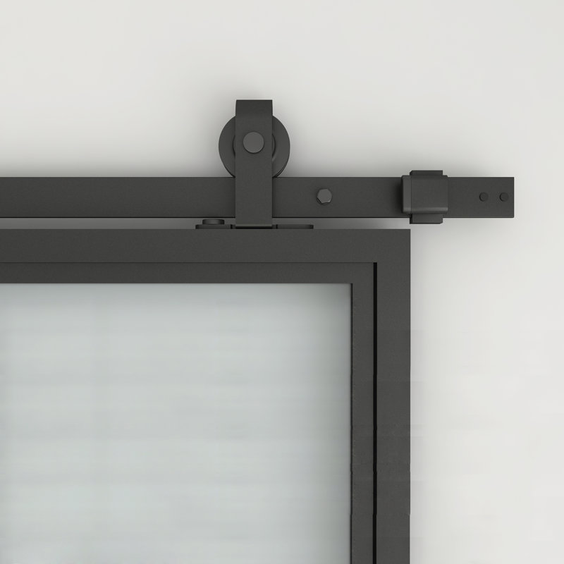 Porte de grange en verre avec quincaillerie d'installation, Givré, H 84 po x l 36 po