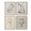 Croquis rétro, impression encadrée XLII - ensemble de 4-422557053