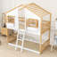 Charmant lit superposé simple au-dessus d'un lit simple en bois avec toit, fenêtre, porte et échelle Almirah-1275844324
