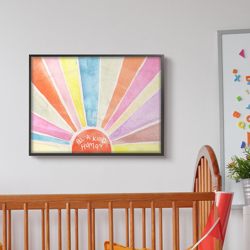 « Be a kind Human » Rainbow Sunexplosions par Jennifer Paxton Parker, reproduction d’art, Giclée encadrée noir minuit