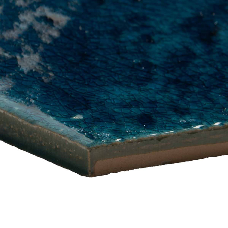 Breeze Ocean Blue 4.5" Hexagon Crackled Glossy Porcelain Tile