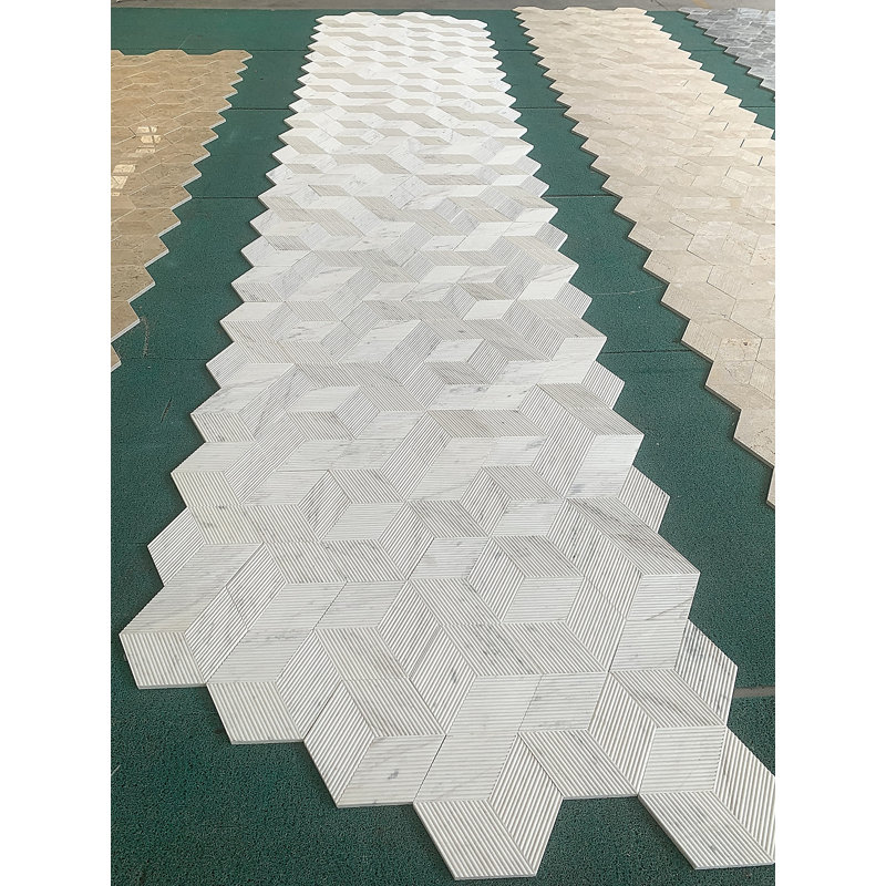 Hexagon Marble Tile, Marble, Natural Marble, For Wall, Ol Textured Finished, 3D Fluted Marble, Natural Stone, Genuine Marble, Real Marble, 1 Box 12 Pcs