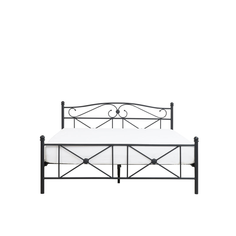 Albrightsville Metal Bed, European Kingsize (160 x 200 cm), Black
