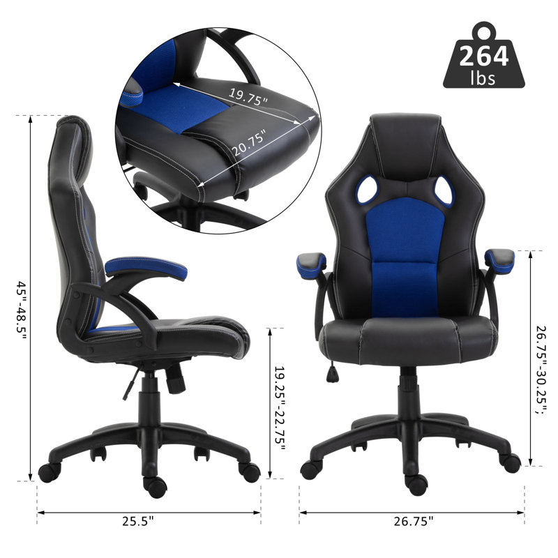 Chaise berçante E-sports, Bleu / Noir