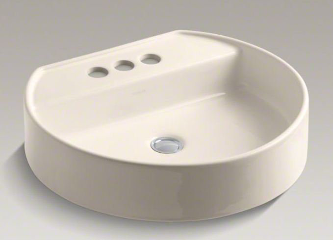 Chord Wading Pool Vessel Bathroom Sink, White, 4" Centers