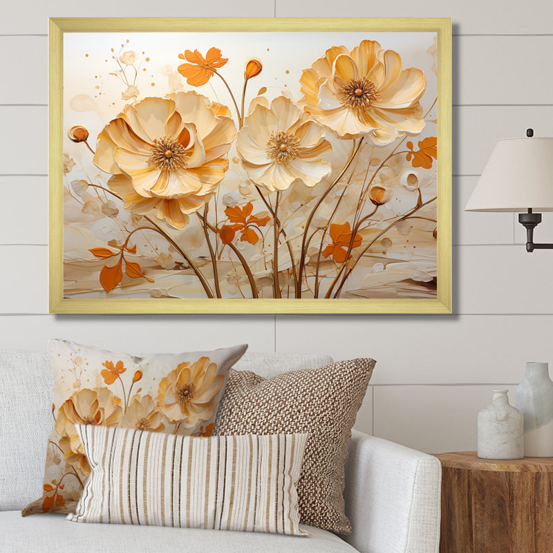 «Perfectly Passionate Flowers Field II», reproduction sur toile, Cadre doré simple, H 16 po x l 32 po x P 1,5 po