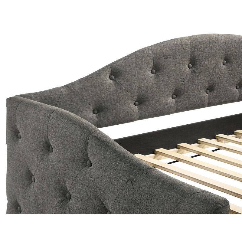Alexyia Upholstered Twin Daybed with Trundle Grey, Grey