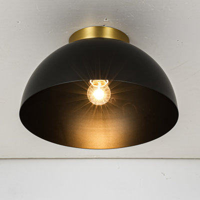 Plafonnier encastré à dôme noir mat à 1 lumière