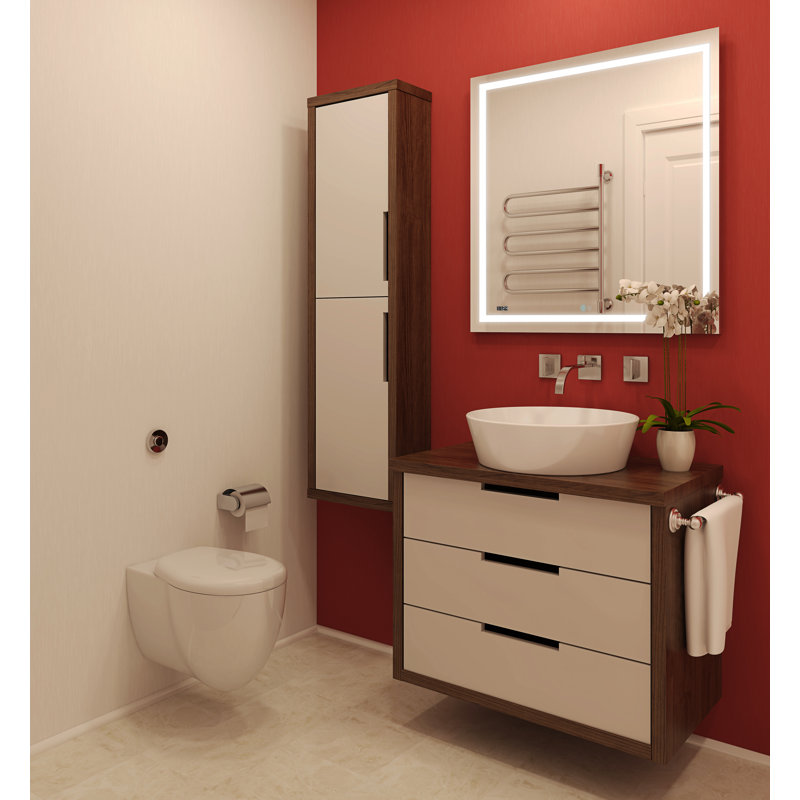  Daytona l 36 po x H 10 po x P 1 po, miroir mural pour salle de bain avec 3 lumières de température de couleur, commande tactile, gradateur et désembueur, horloge numérique