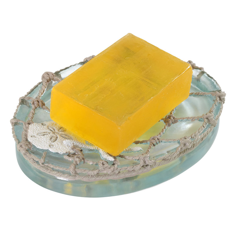 Seaglass Aqua Blue Resin Coastal Soap Dish