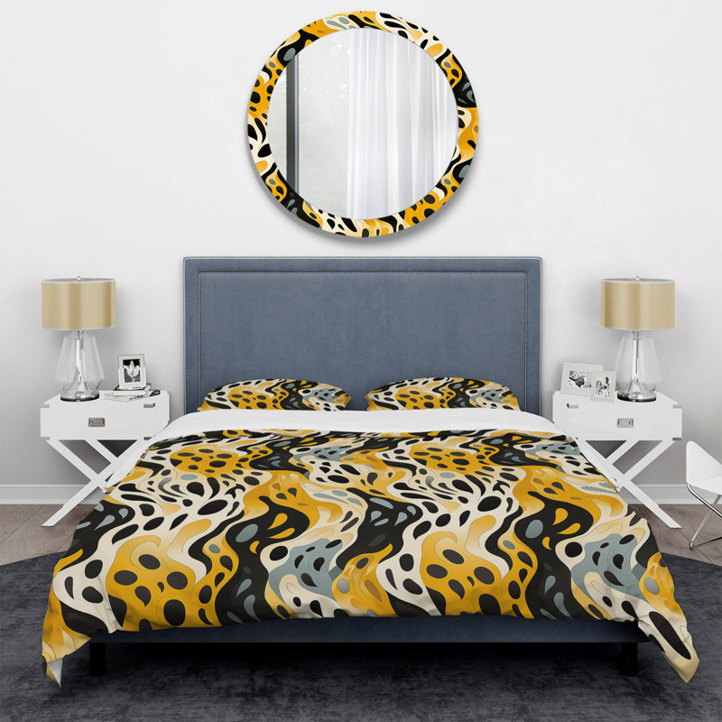 Ensemble de housse de couette orange et noir Classic Elegance Adventure, Housse de couette pour très grand lit et 2 très