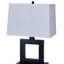 Lampe de table haute 22 po en métal avec design carré, abat-jour blanc