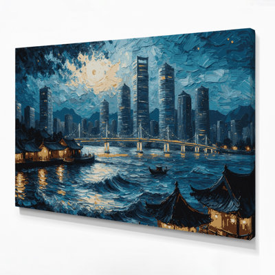 Art mural sur toile gris avec cités de Busan