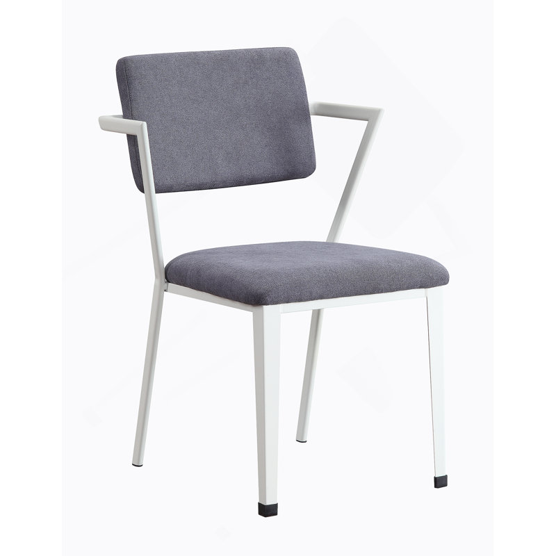 Chaise de bureau en tissu gris cargaison et finition blanche, Blanc
