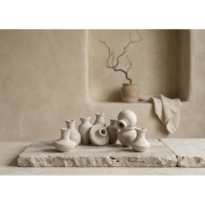 Ensemble de 9 petits vases en papier mâché - diamètre 12,6 po, Blanc