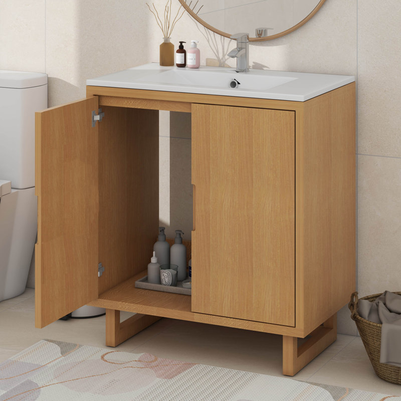 Bathroom Vanity Set With Sink, Bathroom Storage Cabinet, Burly Wood