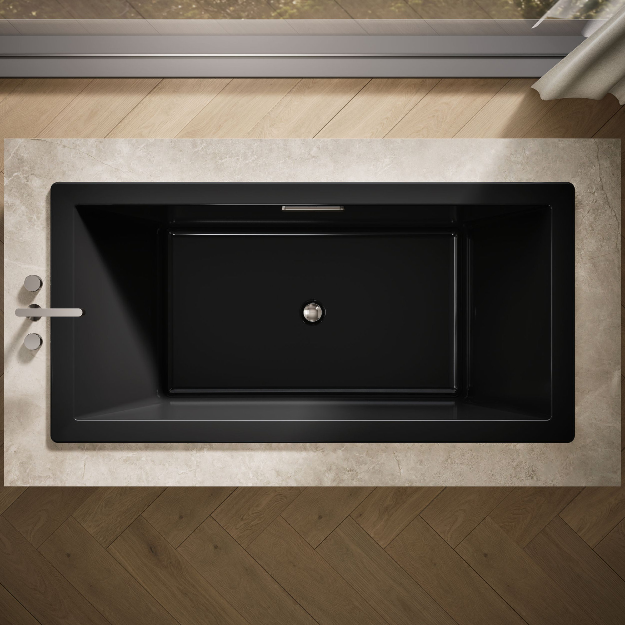 Underscore 72" x 36" Drop In Soaking Acrylic Bathtub, Black