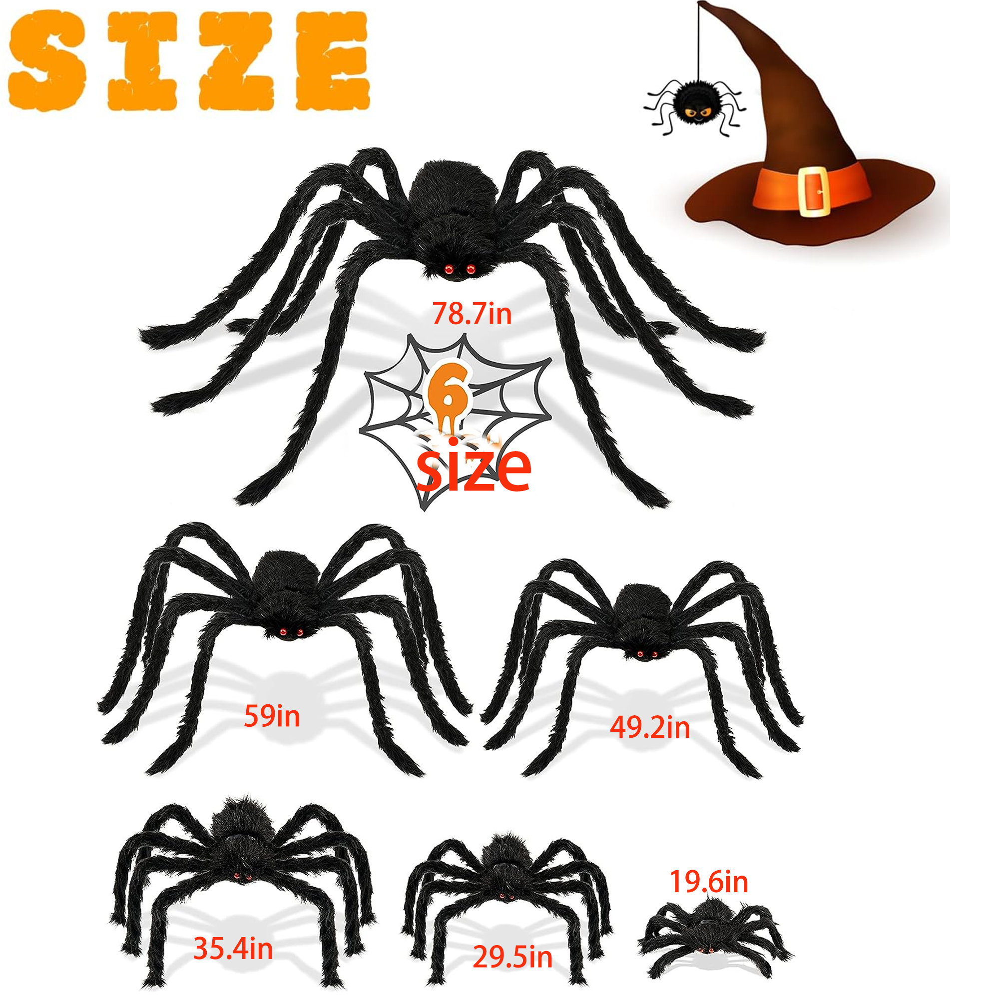 Halloween Gigantic Hairy Scary Fake Spider Decoration, 4.1 Ft.