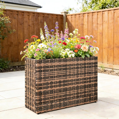 Jardinière moderne surélevée avec jardinière et bac à fleurs moderne de 22,8 po de hauteur avec cadre en acier PE noir et doublure amovible de 11,9 gallons avec deux trous de drainage l 31,9 po x P 11 po