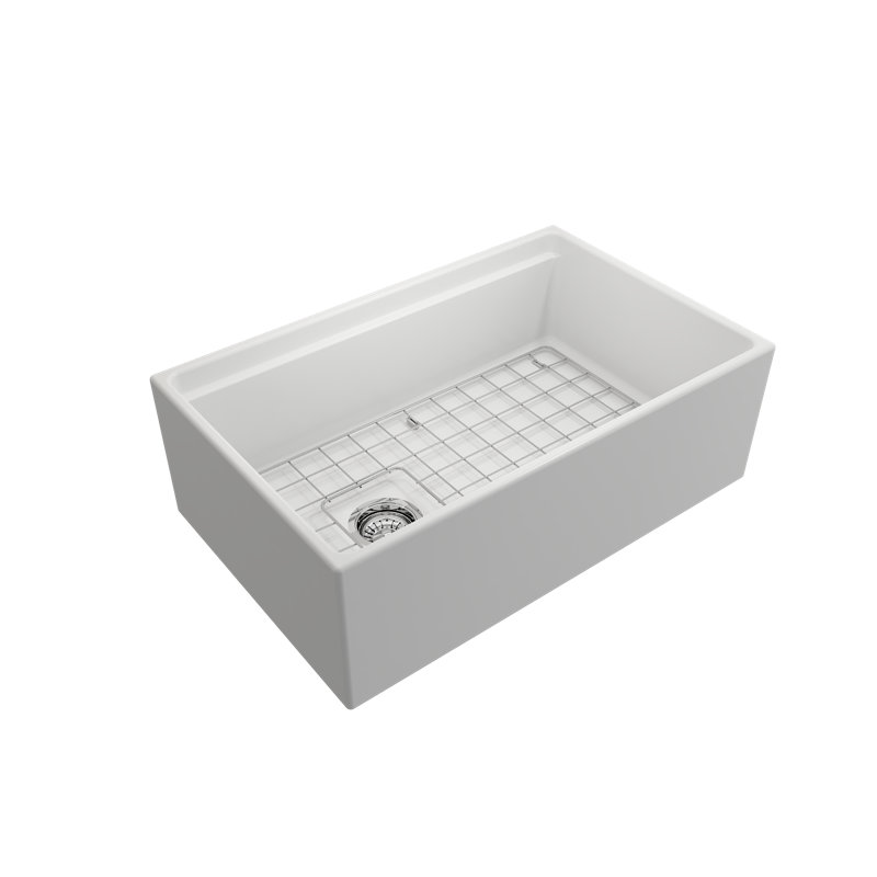 30'' L Single Basin Kitchen Sink, Matte White