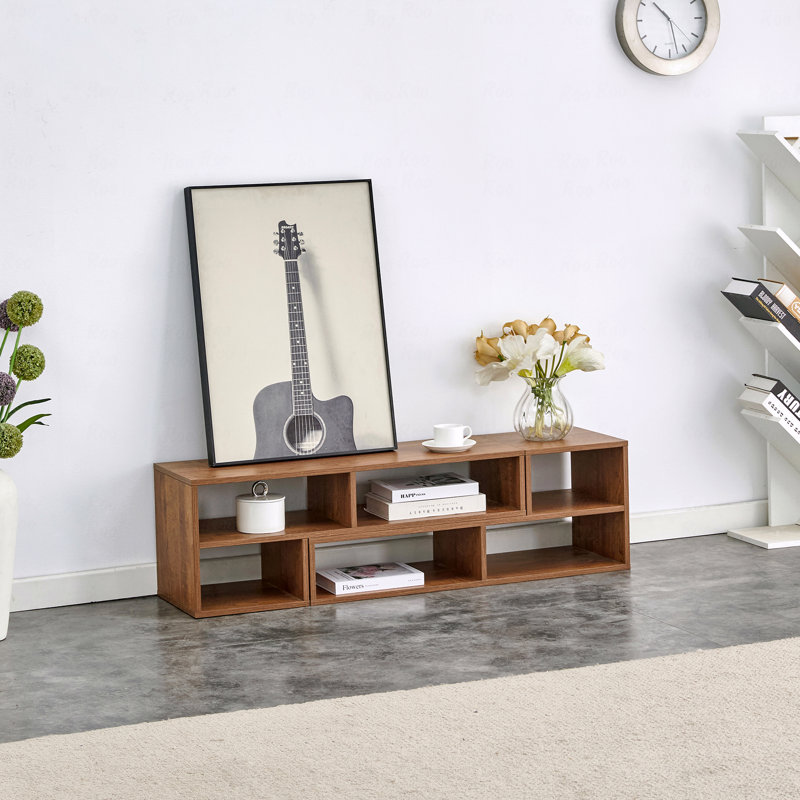 Majlis Customizable Cube Wooden TV Stand with Open Storage, Walnut, 13.3" H x 70" L x 11.8" W