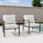 Outdoor Patio Metal Frame Wicker Backrest Wood Grain Armrest Dining Chair with Cushions (Set of 2)-1815707322