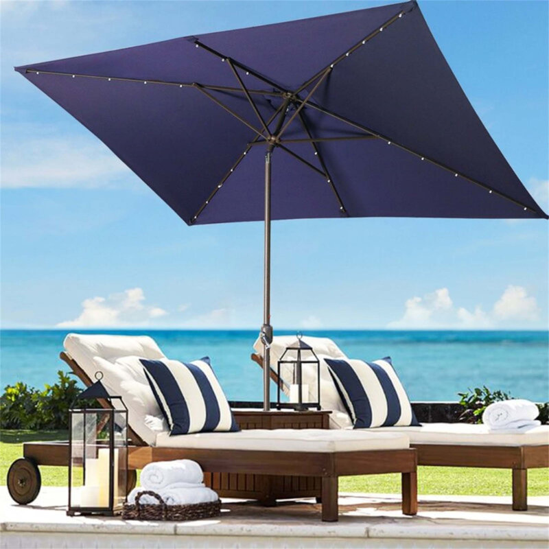 Parasol de marché rectangulaire 10 pi x 6 pi 6 po Dalia, Bleu marine